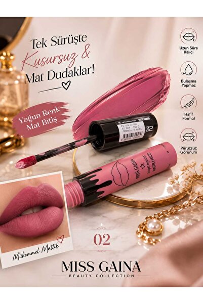 VitaMood Yaşam Matte Liquid Mat Likit Ruj – Kalıcı & Bulaşmayan Yoğun Renk – 01-08 Numara Seçenekli (1 Adet)