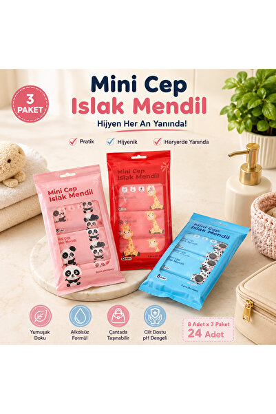 Genel Markalar Ordena Home Mini Cep Islak Mendil 3 Paket 24 Adet – Çanta Boy ...