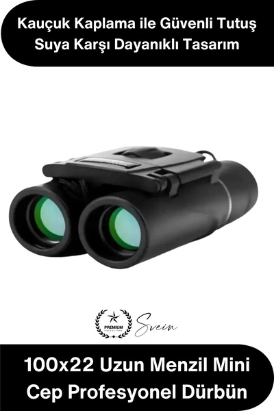 Svein #CepDürbünü Dürbün 100x22 Uzun Menzil Mini Cep Profesyonel Kauçuk Kaplama Su Geçirmez Kamp Doğa Kuş Gözlem Avcılık Seyahat Outdoor Kompakt Optik Çift Gözlü Taşınabilir Görüş Cihazı