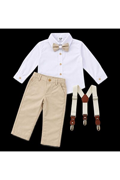 Efbey kids Set elegant băieți cu cămașă,pantaloni,papion și bretele