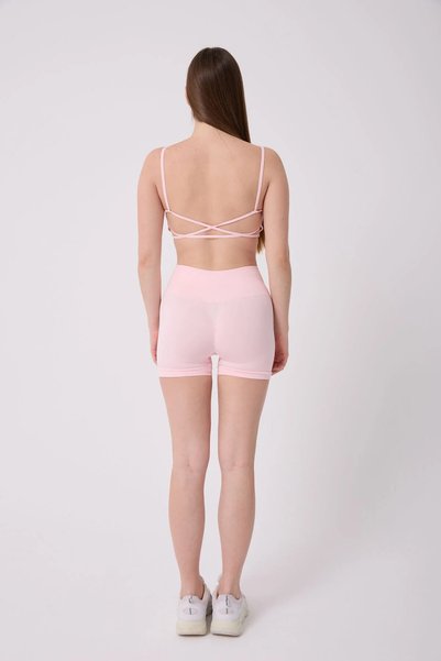 Saby Active Women's High Waist Gathering Seamless Mini Shorts Leggings with Gathering Back