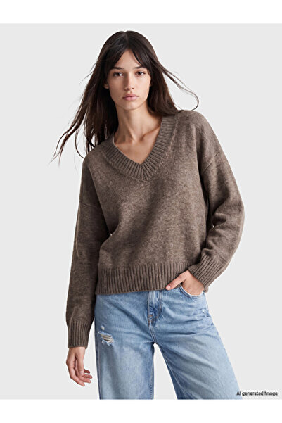 LC Waikiki V-Neck Oversize Women's Knitwear Sweater