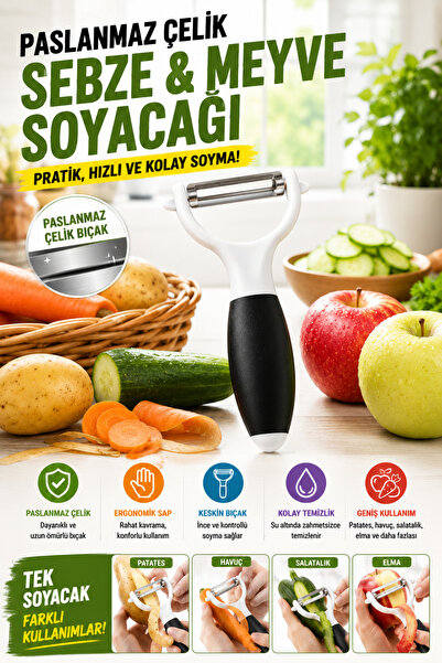 Open Home Concept Black Handle Slingshot Peeler Stainless Steel Vegetable Fru...