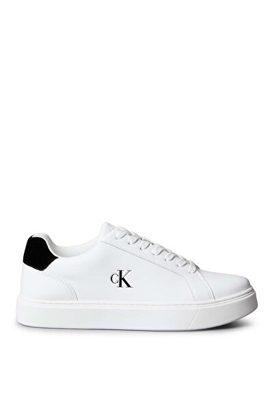 Calvin Klein Men's White Leather Sneakers CLASSIC CUPSOLE LACEUP LTH