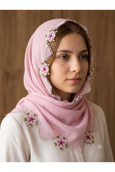NUMİSTORE İğne oyası pudra rengi Tesbihli namaz örtüsü
