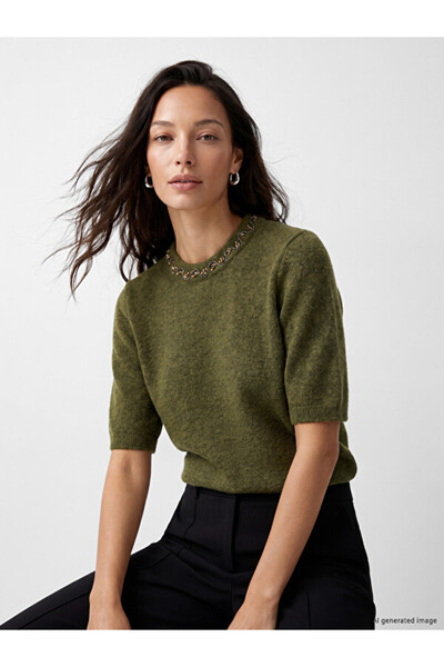 LC Waikiki Crew Neck Stone Embroidered Women's Knitwear Sweater