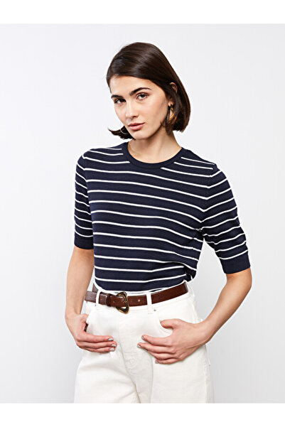 LC Waikiki Crew Neck Striped Short Sleeve Women's Knitwear Sweater