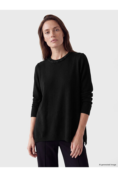 LC Waikiki Crew Neck Knit Detailed Women's Knitwear Sweater