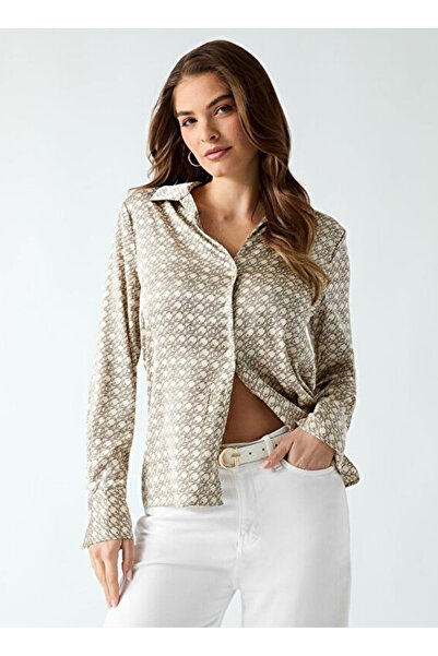 Guess Beige Women's Patterned Shirt W6YH23W2946-PMQ0