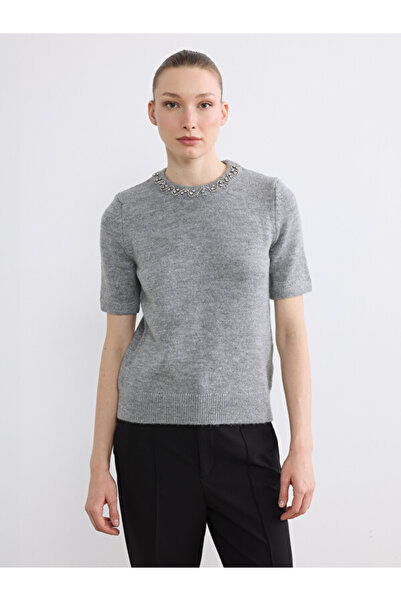 LC Waikiki Crew Neck Women's Knitwear Sweater with Stones