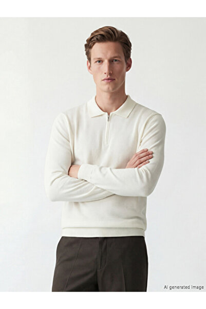 LC Waikiki Rmz Gi̇yi̇m Farkiyla Devrik Roba Collar Men's Knitwear Sweater