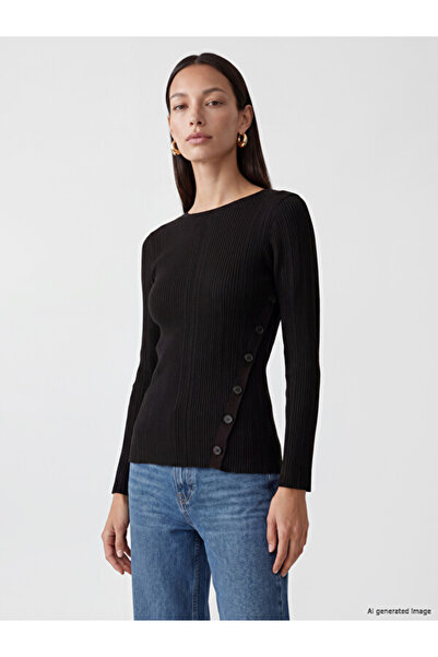 LC Waikiki Crew Neck Buttoned Women's Knitwear Sweater