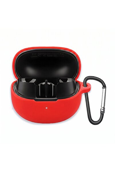 CaseOnn QCY HT08 ile Uyumlu MeloBuds Pro Kılıf Askı Aparatlı Mat Silikon Kırmızı