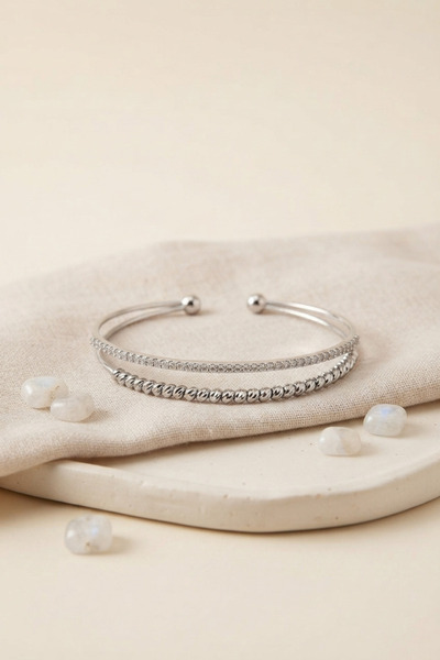 Lisinya Silver Color Dorika and Zircon Stone Women's Bracelet -