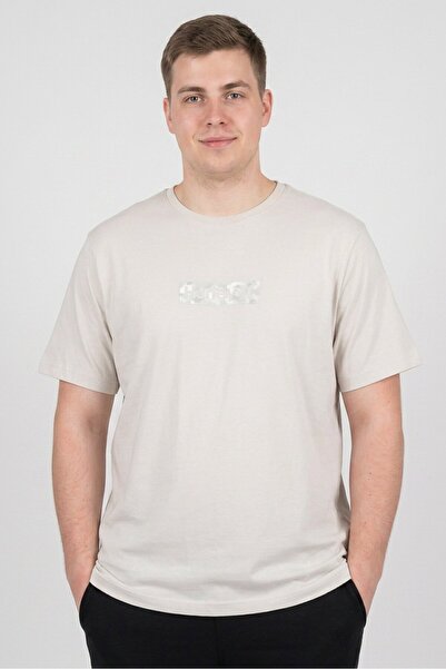 Hurley Men Crew Neck Short Sleeve Brand Logo T-Shirt, Beige