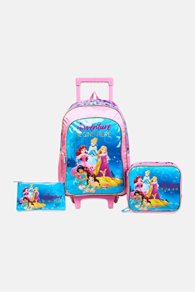 Disney Kids Girl 3 In 1 Princess Trolley School Set, Multicolor