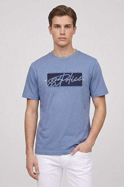 883 Police Men Crew Neck Short Sleeve Graphic Print T-Shirt, Slate Blue