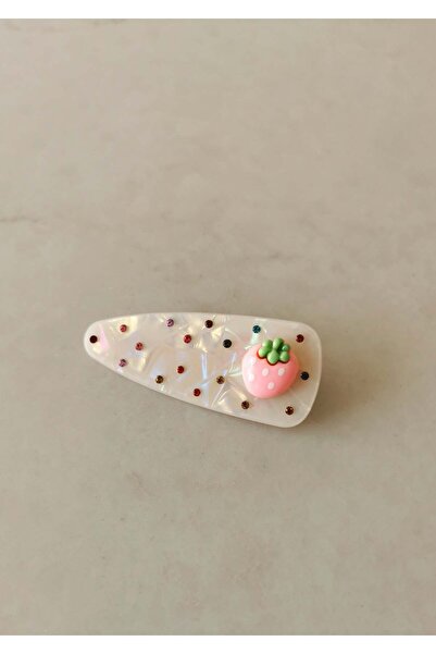 Halley Concept Pink Strawberry Figured Ecru Look Stone Clasp Buckle 7X2.5 cm