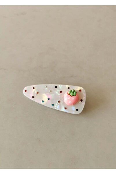 Halley Concept Pink Strawberry Figured Cream-Looking Stone Clasp 7X2.5 cm