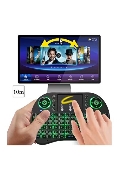 Apera Cr46 Mini Kablosuz Klavye Mouse Seti Touchpad Lityum Pilli Işıklı Bluetooth 2.4G USB Smart Tv Televizyon Bilgisayar