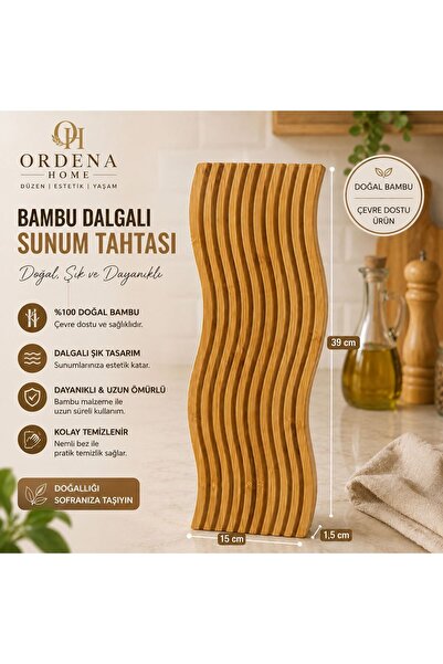Ordena Home Bambu Dalgalı Sunum Tahtası 39x15 cm – Dekoratif Servis ve Sunum ...