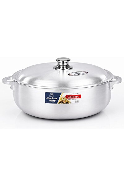 Kitchen King Caldero Aluminium Cooking Pot with Lid 38 cm (15.5 Ltr), Heavy-D...