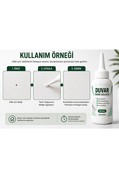 KRPY Duvar Tamir Macunu Beyaz Dolgu Macunu Duvar Çatlak Delik Giderici Boşluk Doldurucu Macun