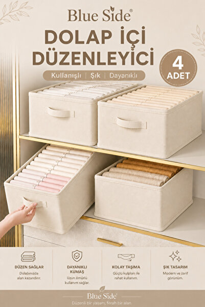 BLUE SİDE 4 Adet 45/20/25 Dolap İçi Düzenleyici Kıyafet Organizeri – Katlanab...