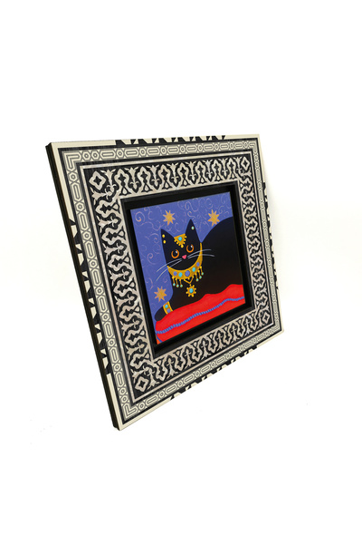 Sadrazam Cat Printed 20X20 Mdf Anatolian Painting Krg-167
