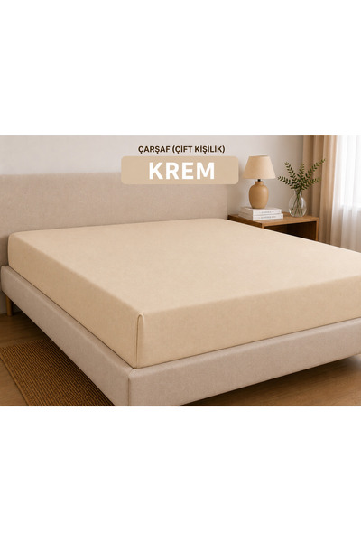 LaLiva Creează-ți propriul design - Cearșaf dublu elastic - Culoare - Crem