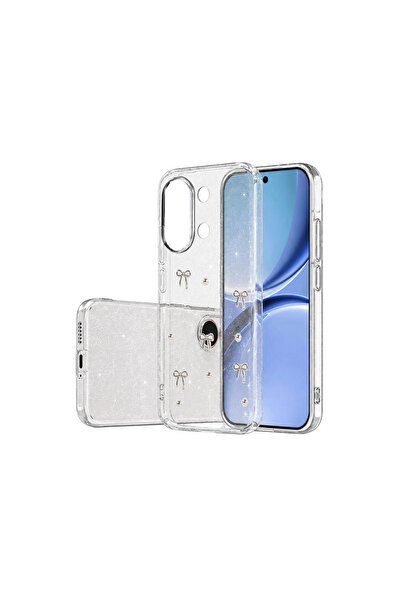 Nezih Case Xiaomi Poco X8 Pro Max Uyumlu Şeffaf Simli Metal Detaylı Zarif Kılıf