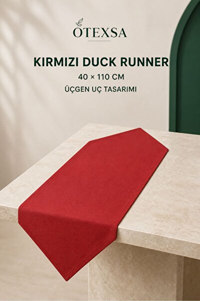 OTEXSA Red Duck Fabric Triangular End Runner 40 X 110 cm Water and Stain Repe...