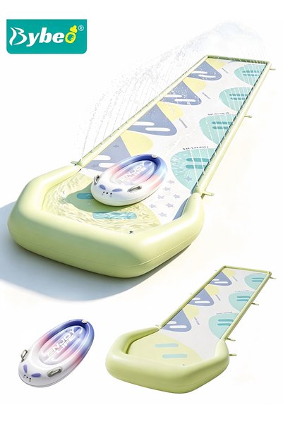 BYBEO 480cm Water Slides and Kids Surf Bodyboard, Inflatable Lawn Water Slide...