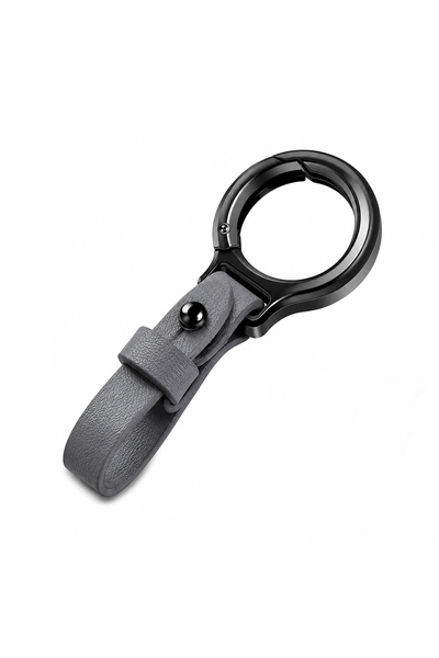 Generic Premium Zinc Alloy Car Keychain with Quick-Open Ring, Gray Leather St...