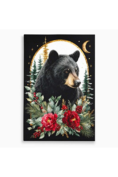 Luxcanva Tablou Canvas Ursul Nocturn 80x120 cm pe Sasiu Lemn Urs Noapte Natura