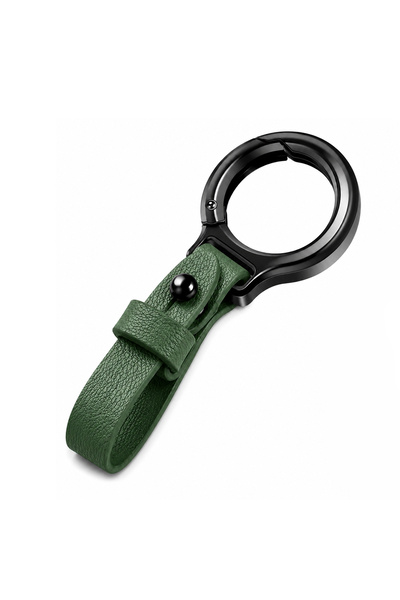 Generic Premium Zinc Alloy Car Keychain with Quick-Open Ring, Dark Green Leat...