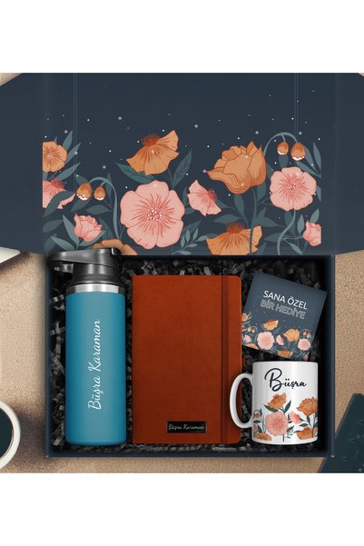 Apollon Gift Shop Kişiye Özel 500 ML Çelik Termos & Kişiye Özel Kahverengi De...