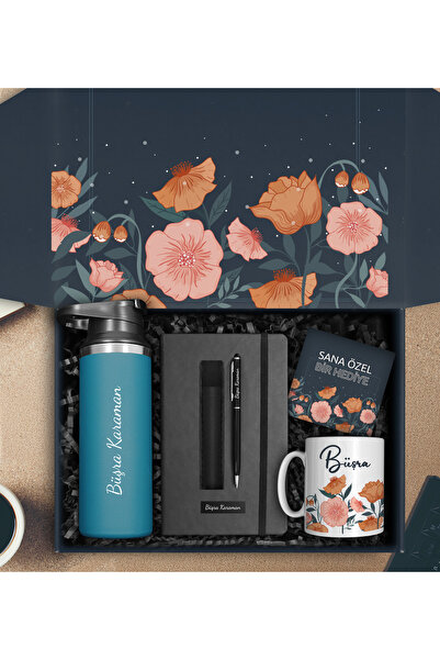 Apollon Gift Shop Kişiye Özel 500 ML Çelik Termos & Kişiye Özel Defter & Deri...