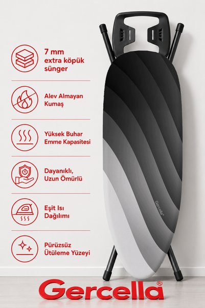 GERCELLA (HEDİYELİ) HARMONY PRO BATTAL BOY (XXL BEDEN) (60X162 CM ) ÜTÜ MASASI KILIFI