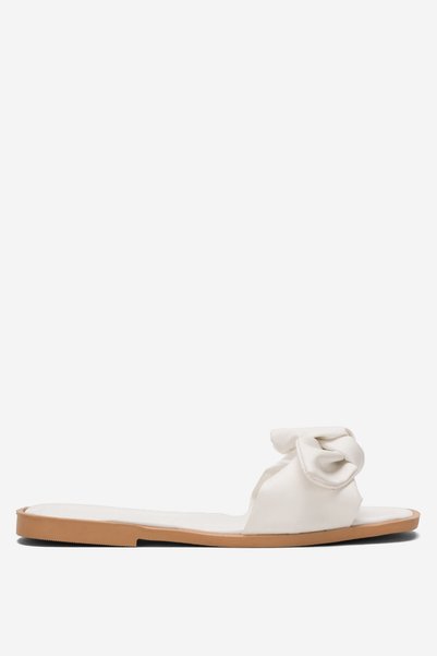 Jagulep Women's Bowknot Summer Slippers White