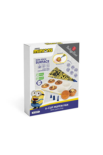 Minions Tavă pentru brioșe și set de poșuri de patiserie, Galben/Albastru