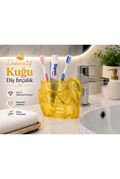 LUCES DESİGN Kristal Kuğu Diş Fırçalık Mika (Cam Değildir)