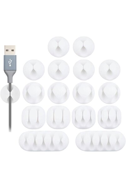 OHill 16-Pack White Cable Clips Holders, Self-Adhesive Desk Cable Management ...