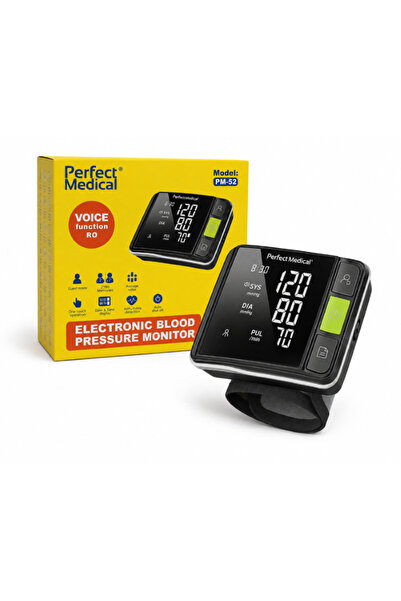 Perfect Medical Tensiometru de Incheietura Perfect Medical® PM-52, cu Senzori de Inalta Precizie, Manseta 13,5-21,5 cm, Functie Vocala in Limba Romana, Detectare Aritmie, Memorie 2 x 199