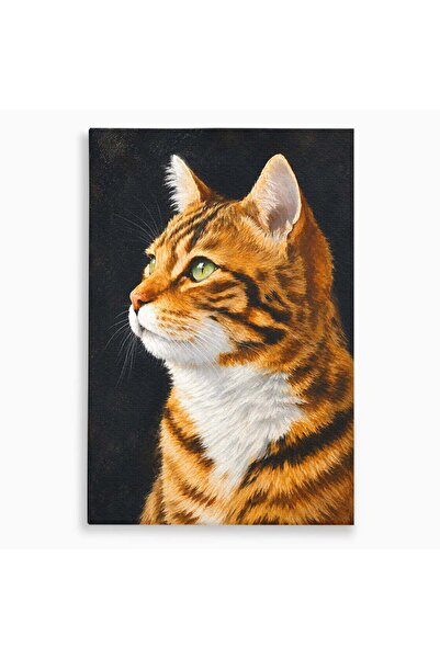 Luxcanva Tablou Canvas Privirea Curioasă 40x60 cm pe Sasiu Lemn Pisica Portre...