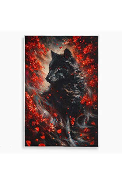 Luxcanva Tablou Canvas Lupul Mistic 50x70 cm cu Rama Argintiu Lup Natura Mistic