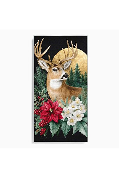 Luxcanva Tablou Canvas Cerbul Regal 70x140 cm cu Rama Argintiu Cerb Natura Pa...