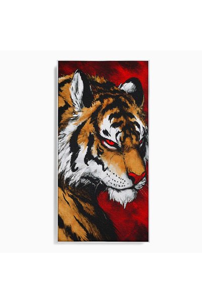 Luxcanva Tablou Canvas Tigrul Furtunos 70x140 cm cu Rama Argintiu Tigru Anima...