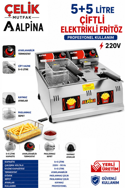ALPİNA MUTFAK Alpina Fritöz Sanayi Tipi Elektrikli Patates Kızartma Makinesi ...