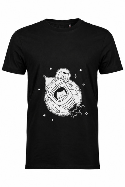 Astrocat Oversize Fit Bisiklet Yaka Baskılı T-Shirt